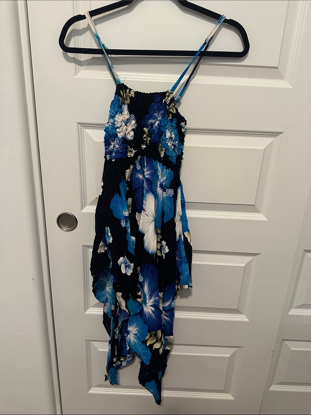 Advance Apparels Black and Blue Floral High-Low Dress